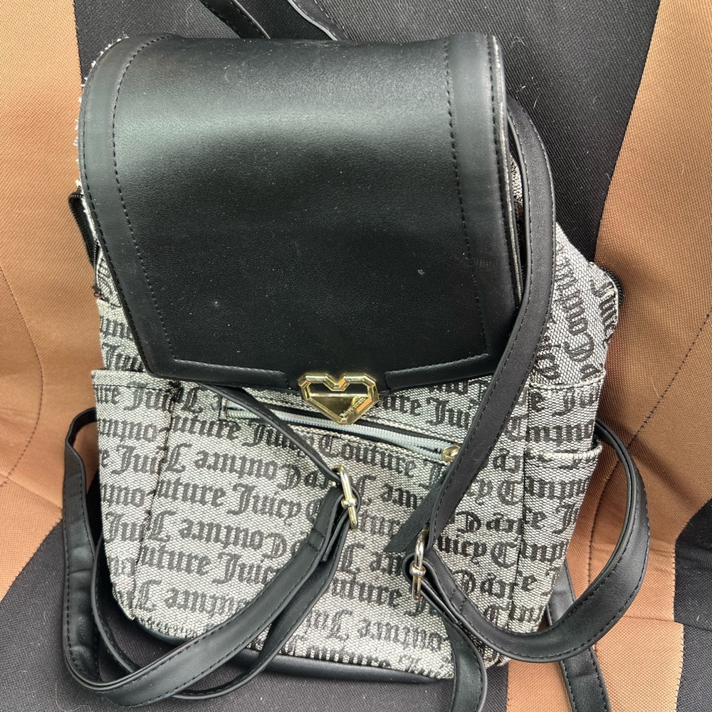 Juicy Couture Monochrome Text Print Backpack